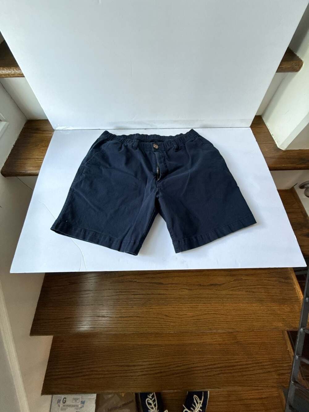 Chubbies Shorts Navy Blue Stretch Cotton Elastic Waist